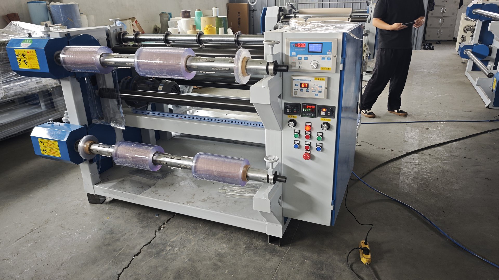 Finished slit rolls after rewinding